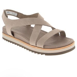Merrell Juno Backstrap Leather Cross Strap Taupe Sandals Size 6 Retail $88-100
